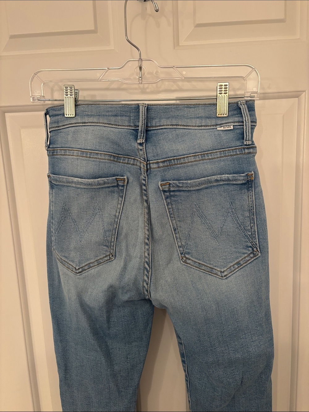 MOTHER Light Blue Cropped Frayed-Hem Jeans - Picture 5 of 12